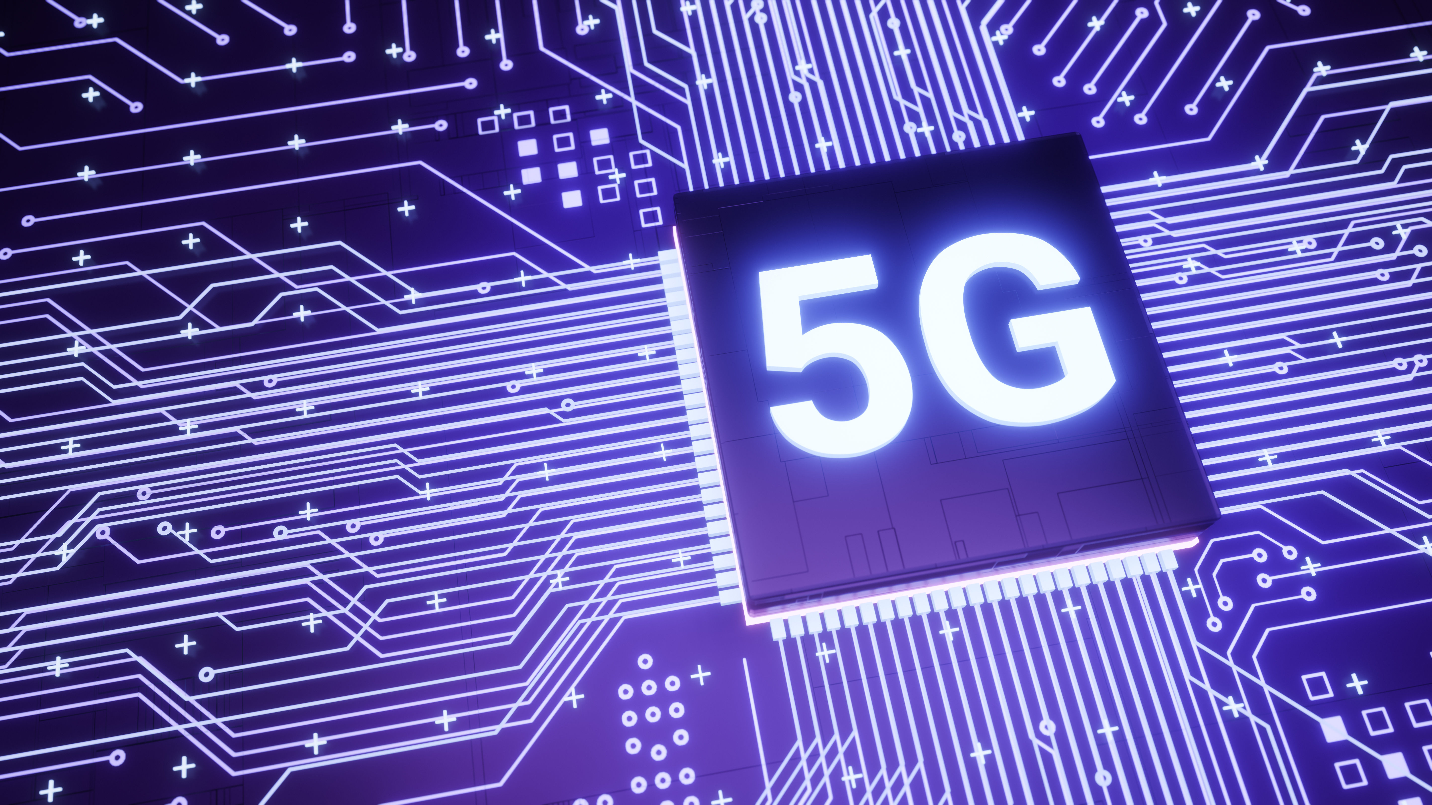 5g support microchip on smartphone circuit board smart iot communication microprocessor 3d rendering futuristic fast real time mobile network internet technology concept background