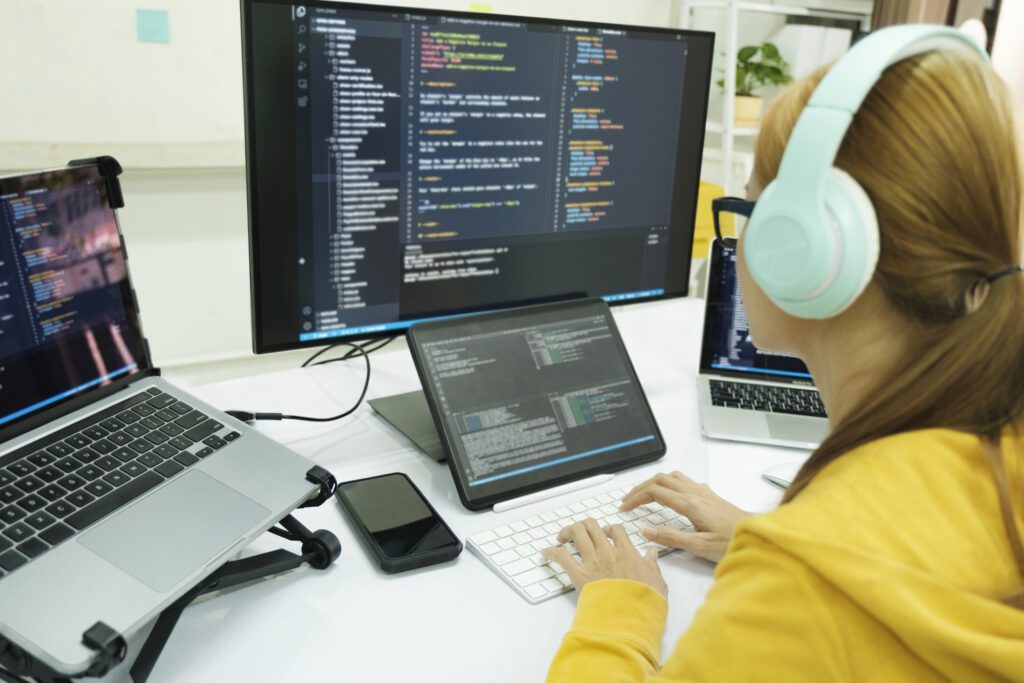 programmer is coding programming software