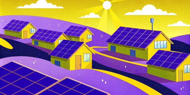 painel solar em v rias casas em um campo energia min