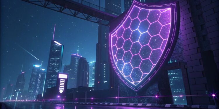 prompt generate a cyberpunk inspired digital fort min