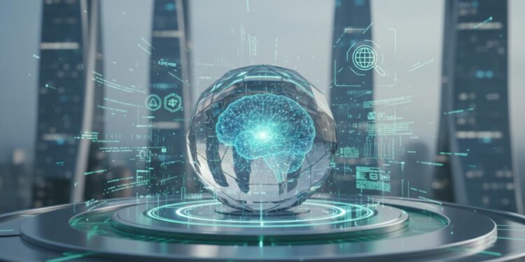 Google lança Gemini 3, IA avançada com raciocínio multimodal e geração de código 28 Advanced AI with multimodal reasoning, code generation, and Google Search integration, rendered in a playful 3D style.