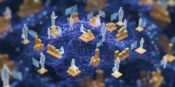 3D render: AI transforming Brazilian labor market 2025 with glowing network connecting diverse professionals and industries