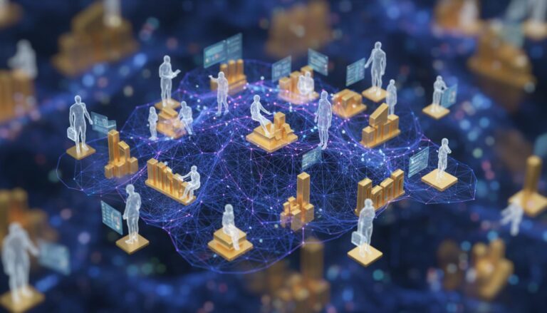 3D render: AI transforming Brazilian labor market 2025 with glowing network connecting diverse professionals and industries