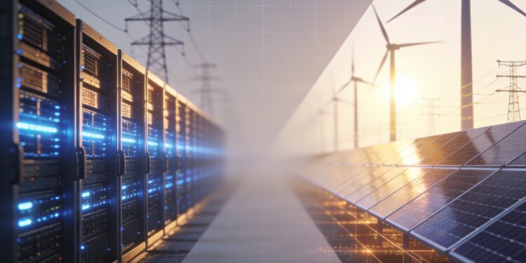 Brasil e EUA enfrentam desafios energéticos para data centers de IA 28 USA data center's neon pink glow meets Brazil's green energy landscape, highlighting energy management and regulatory limbo.