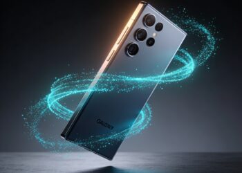 Perplexity AI integration with futuristic Galaxy device, data flow, and interconnected network