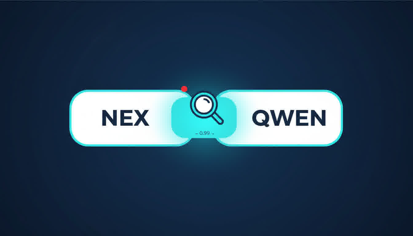 Diagrama: dois modelos (NEX e QWEN) mesclados com selo de colinearidade 0,99